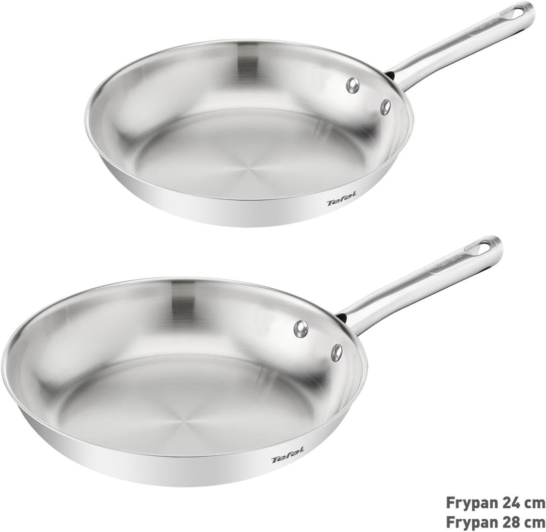 Tefal Duetto On Pfannen-Set, 2-tlg. 24/28 cm, unversiegelt, dicker Wärmediffusionsboden, Komfort-Gri