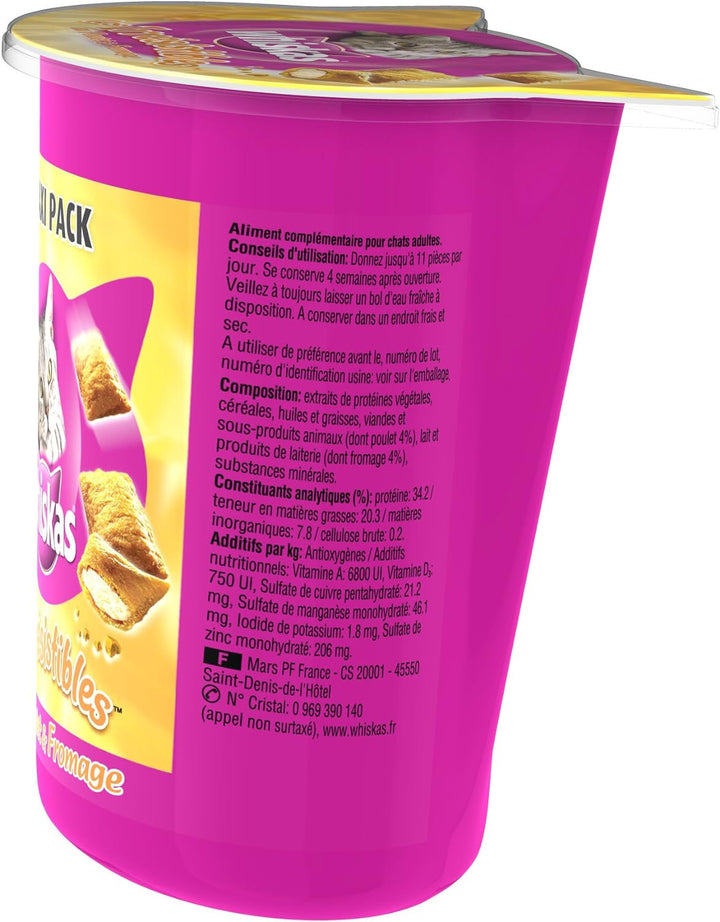 WHISKAS Les Irrésistibles maxi pack au poulet et fromage - 105g (x10) - Pour chat adulte