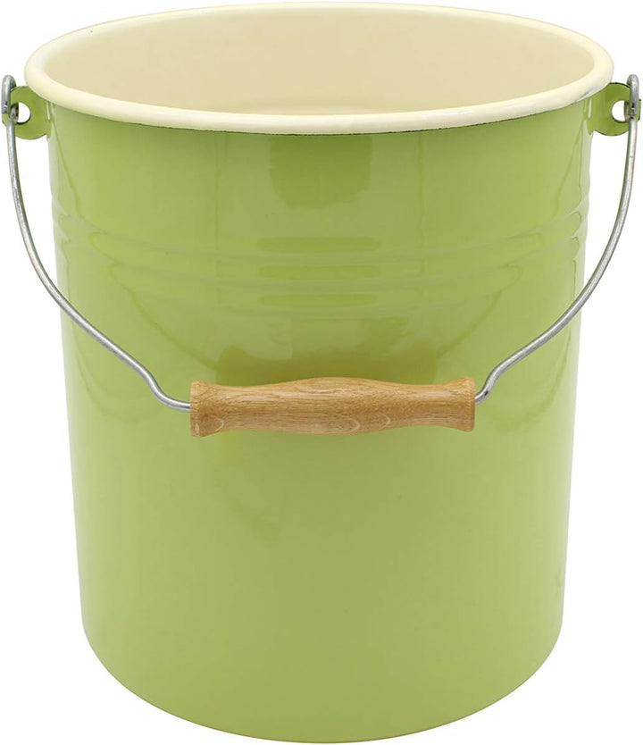 Mülleimer Juist mit Deckel emailliert, grün, 10 Liter 10 Liter Grün, 10 Liter Grün