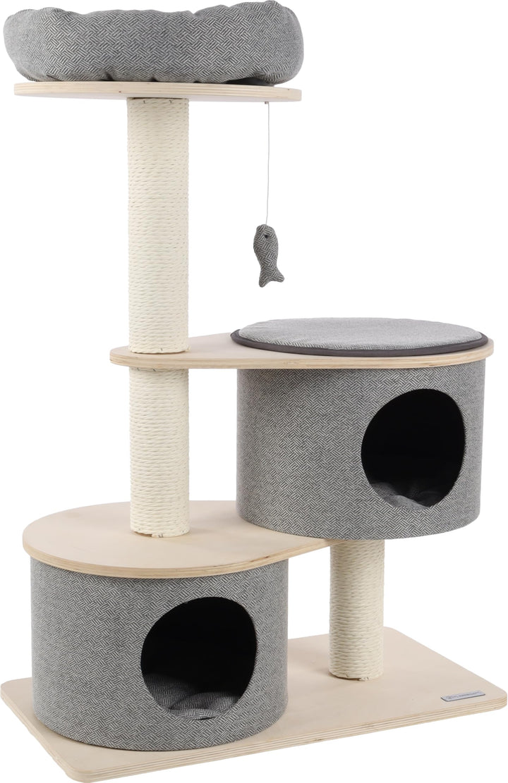 Flamingo Kratzbaum Kanzo – Grau & Beige – 102 cm | Stilvoll, funktional & gemütlich!, Kanzo – Grau &
