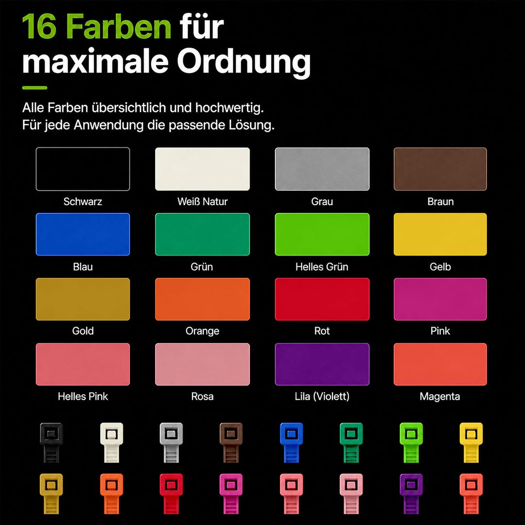 BeBo Kabelbinder Grün 7,8 x 550 mm I 100 Stück stabil &amp; vielseitig für den Innen &amp; Aussenbereich I e