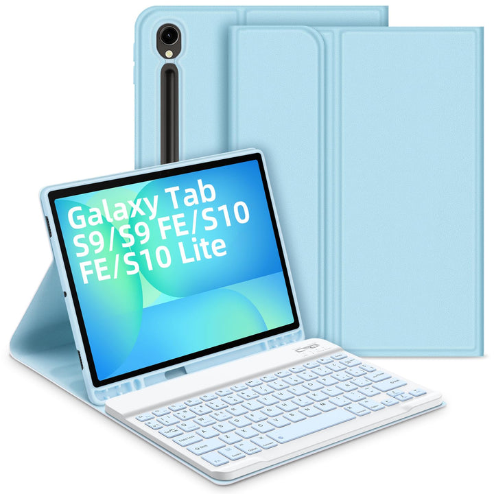Bettdow für Samsung Galaxy Tab S9 FE/S9 2023 Tastatur Hülle, Blau (Spanisch), Blau