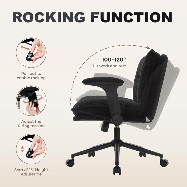 IWMH Schreibtischstuhl Schneidersitz, Bürostuhl mit Armlehne & Rollen Verstellbaren, Ergonomisch Bre