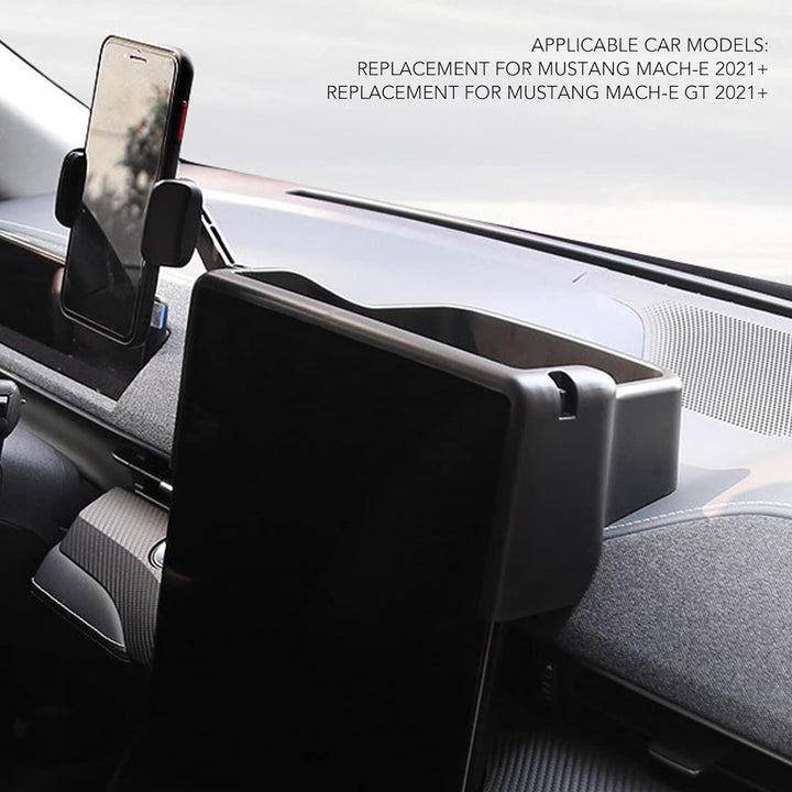 Mittelkonsole Armaturenbrett Aufbewahrungsbox mit Telefonhalter ABS Ersatz für Mustang Mach E 2021+