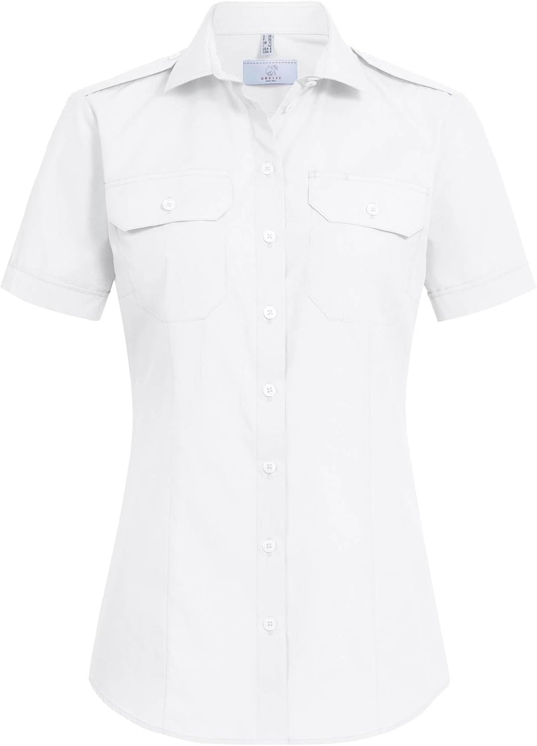 Greiff Grösse 48 Corporate Wear Basic Damen Pilotbluse Neues Modell Regular Fit Kurzarm Weiss Modell