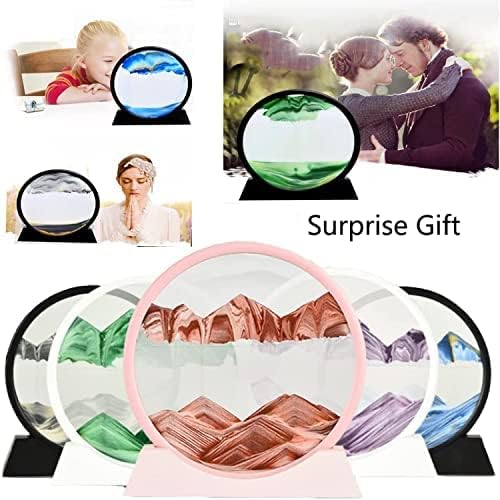 LINPING Fliessendes Sandgemälde, bewegliches Sandkunstbild, rundes Glas, 3D-Tiefsee-Sandlandschaft i