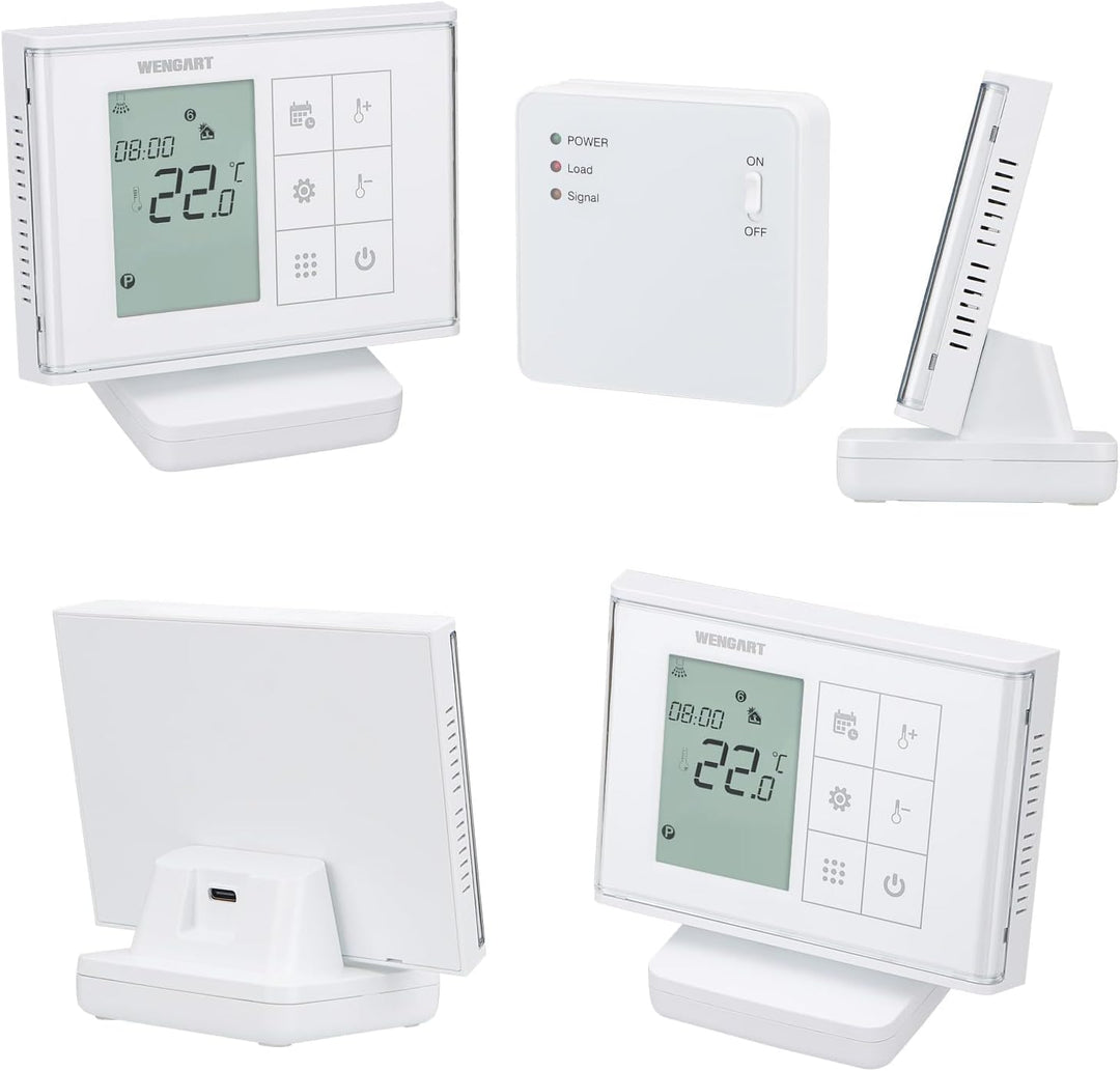 Wengart Wireless Thermostat WG010RF,Batteriebetrieben mit Empfänger,Wöchentliche Programmierung,Kein
