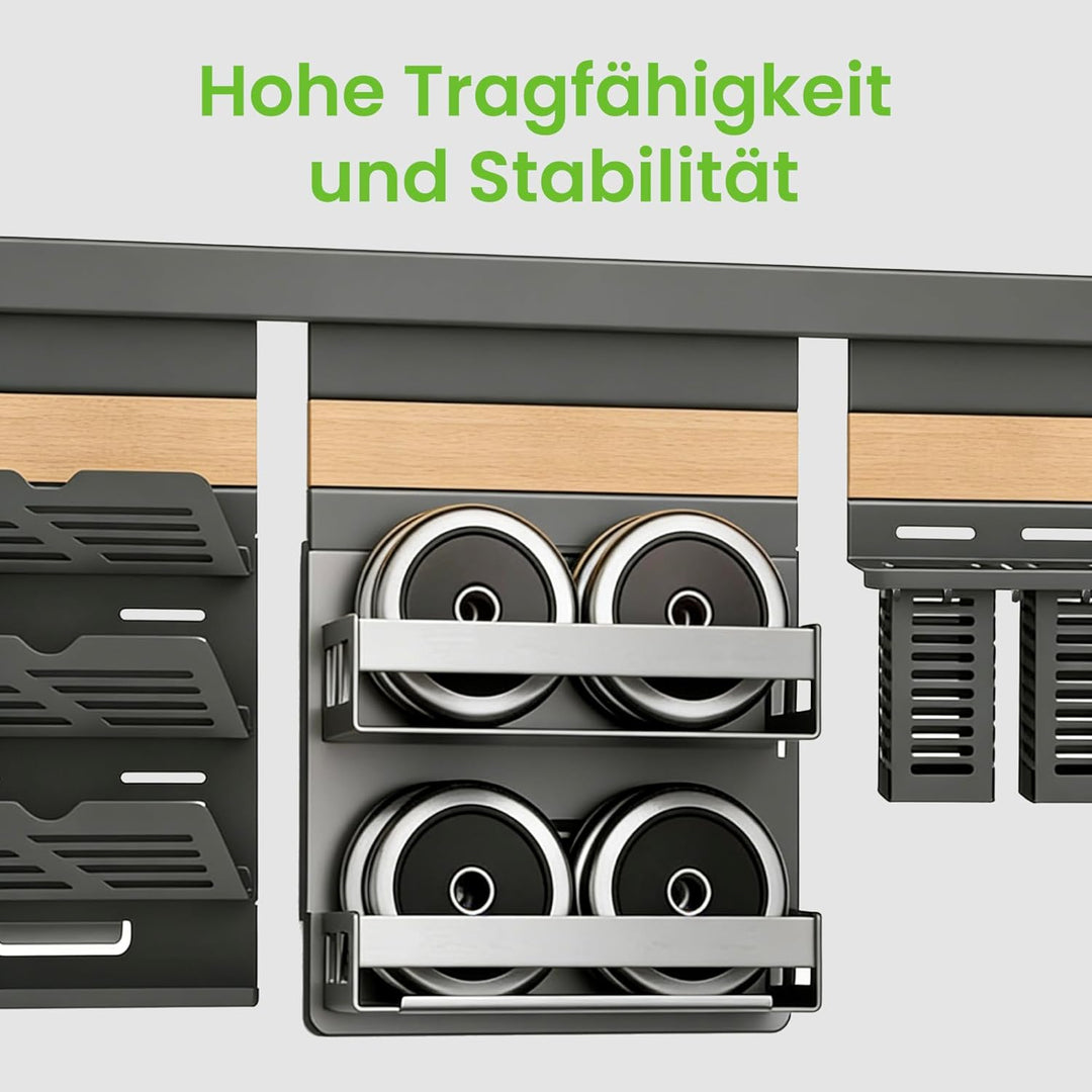 Mai & Mai Topfdeckelhalter mit Utensilientöpfe inkl. 5 Haken, Multifunktional Küchenregal abnehmbar