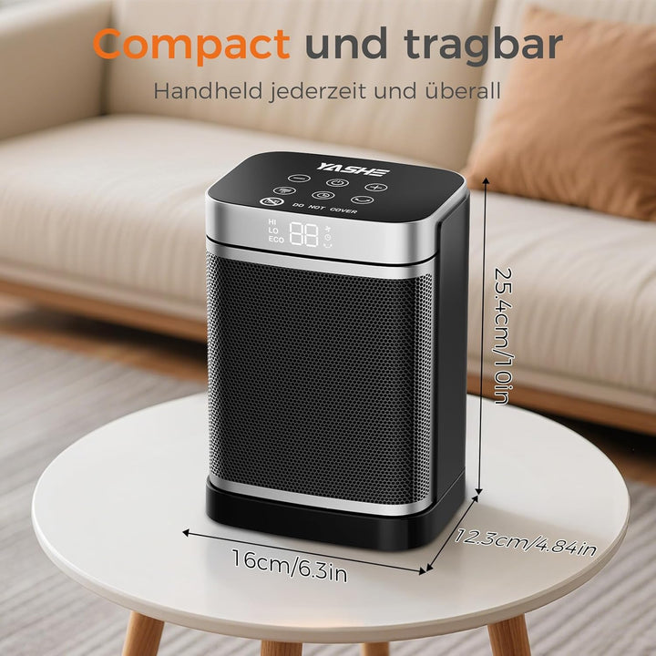 YASHE Heizlüfter Energiesparend 1500W Heizung Elektrisch mit Fernbedienung, Thermostat PTC-Keramik H