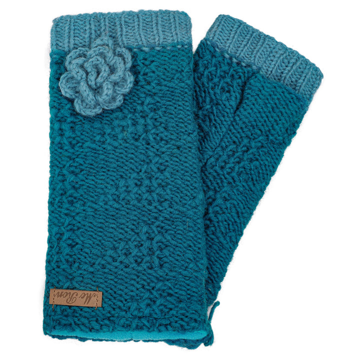 McRon Damen Gestrickte Pulswärmer Modell Lana Azurblau, Azurblau