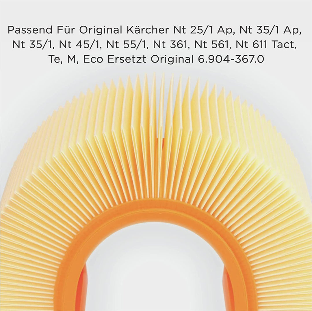 2 x Flachfaltenfilter Filter für original Kärcher NT 25/1 Ap, NT 35/1 Ap, NT 35/1, NT 45/1, NT 55/1,