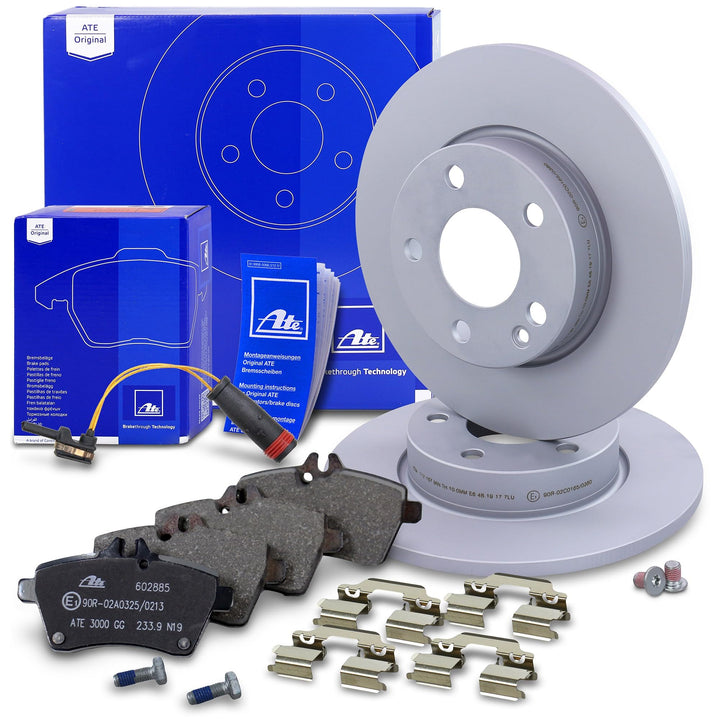 ATE Bremsenset Vorderachse inkl. Bremsscheiben vorne Ø 276 mm voll und Bremsbeläge vorne + Verschlei