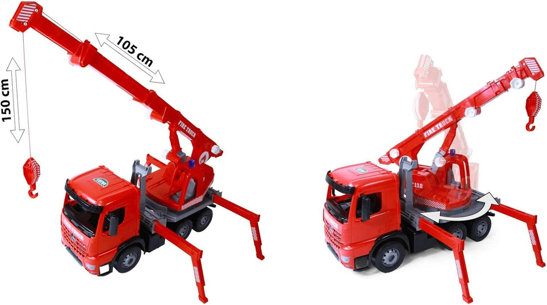 Lena 02175 Mercedes-Benz Giga Trucks Feuerwehr Kranwagen Arocs, Starke Riesen Feuerwehrkran rot, mit