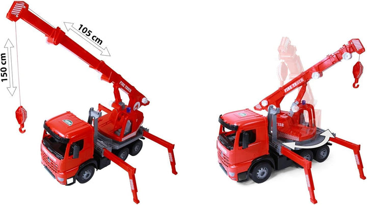 Lena 02175 Mercedes-Benz Giga Trucks Feuerwehr Kranwagen Arocs, Starke Riesen Feuerwehrkran rot, mit