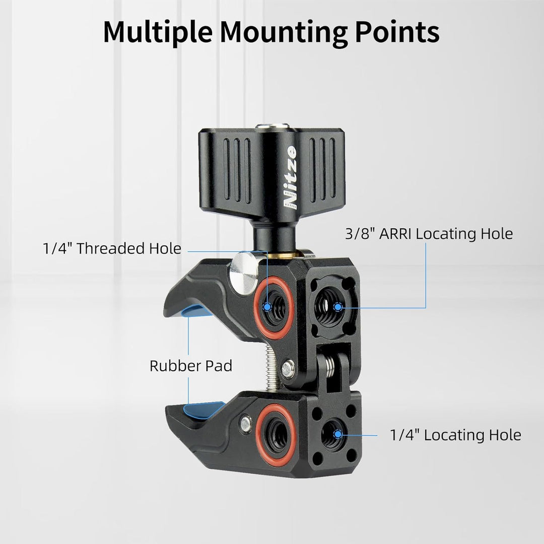 Nitze Super Clamp Klammer with 3/8" to 1/4" Thread Adapter, Payload Up to 5 Kg,Crab Shaped Camera Cl