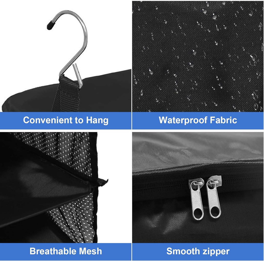 Dokeno Hängend Koffer Organizer Set, Packing Cubes Faltbare mit Kosmetiktasche, Tragbarer Kleidertas