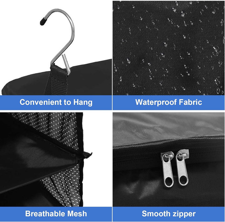 Dokeno Hängend Koffer Organizer Set, Packing Cubes Faltbare mit Kosmetiktasche, Tragbarer Kleidertas
