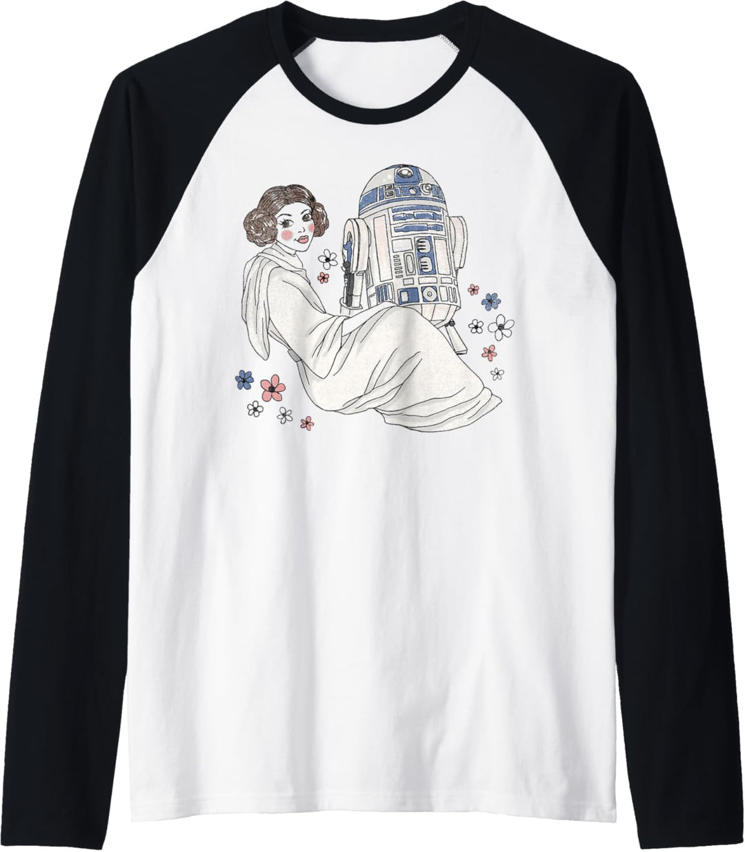 Star Wars Princess Leia And R2-D2 Doodle Raglan