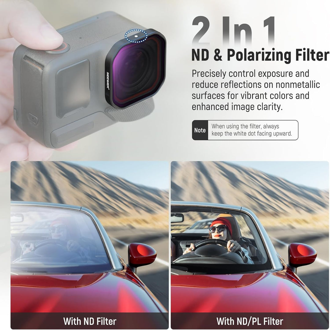 NEEWER 4er Pack ND/PL Filter Kompatibel mit Insta360 Ace Pro 2, ND8/PL+ND16/PL+ND32/PL+ND64/PL Grauf