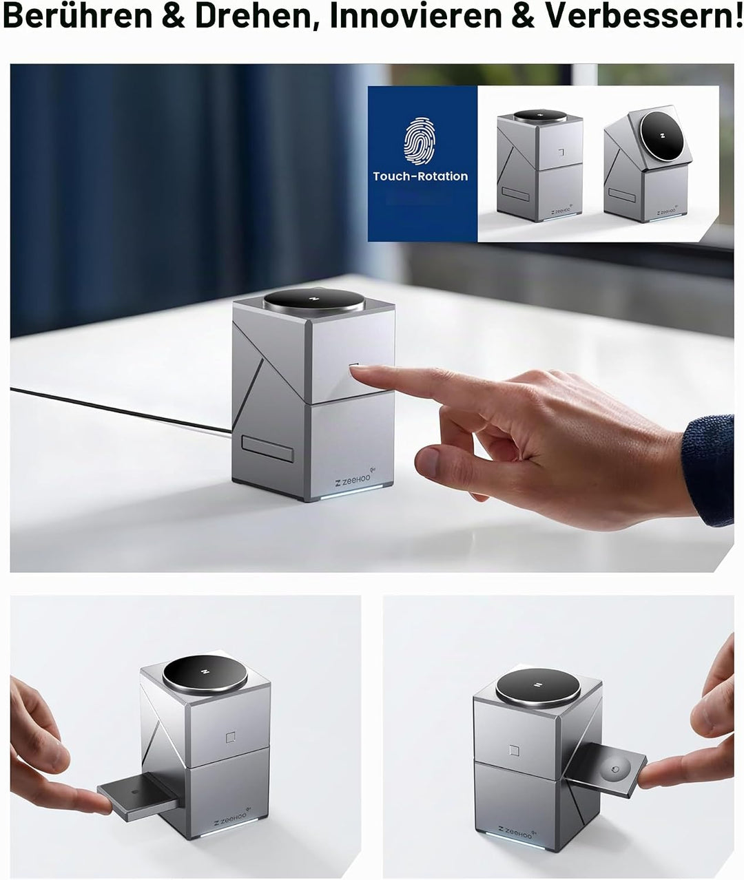 ZEEHOO 3 in 1 Ladestation for Apple Magsafe Ladegerät, CubeTrick-X Qi2 15W Wireless Charger für iPho