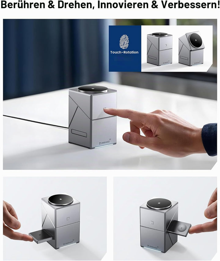 ZEEHOO 3 in 1 Ladestation for Apple Magsafe Ladegerät, CubeTrick-X Qi2 15W Wireless Charger für iPho