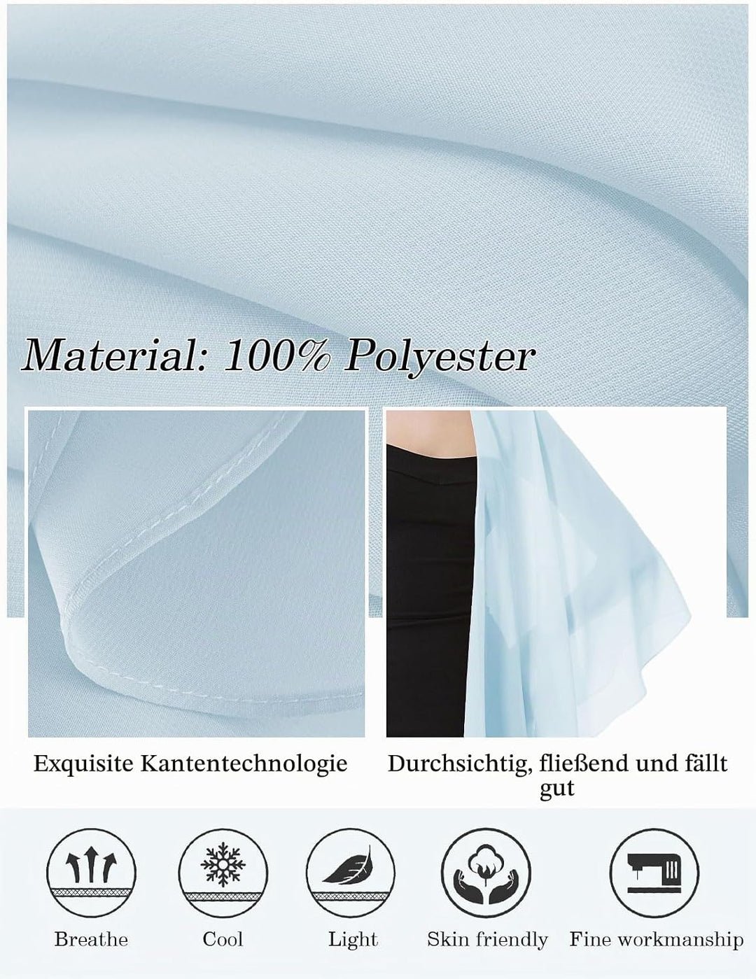 BEAUTELICATE Damen Chiffon Schal Stola Elegante Bolero Leichter Sommerjacke Braut Schal für Brautkle