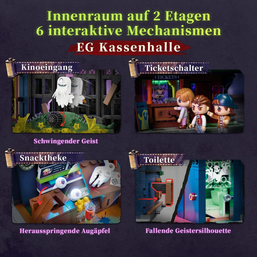 PANTASY Geisterkino Klemmbaustein-Set mit LED-Beleuchtung für Erwachsene
