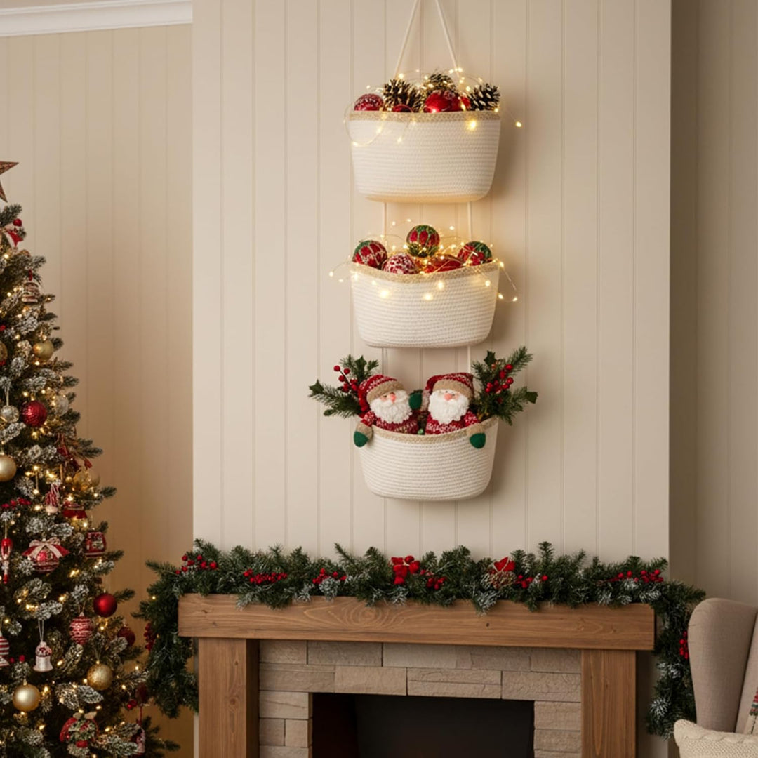 danpinera Hängekorb für die Tür, 3-stöckig Wandorganizer Hängend Veranstalter lagerung körbe aus Bau