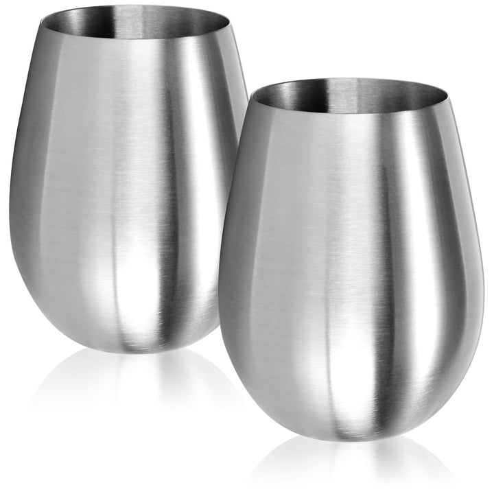 com-four® 2x Weinglas aus Edelstahl 304 - Weinbecher 500 ml für Reisen - Edelstahl-Becher To Go - St