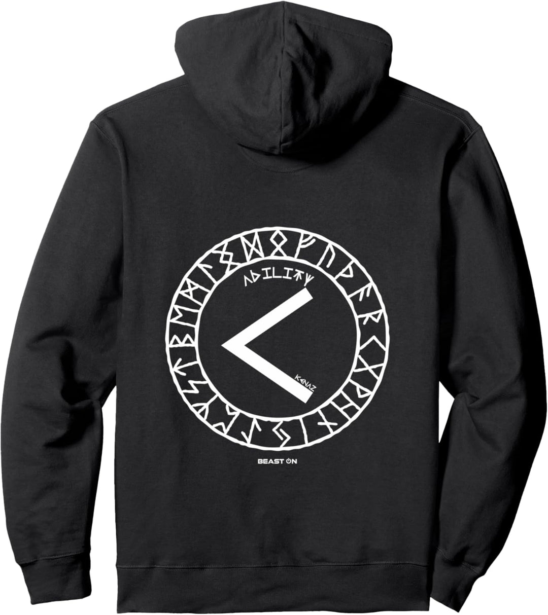 Wikinger Rune KENAZ Rücken Motiv Nordische Rune Fitness Gym Pullover Hoodie