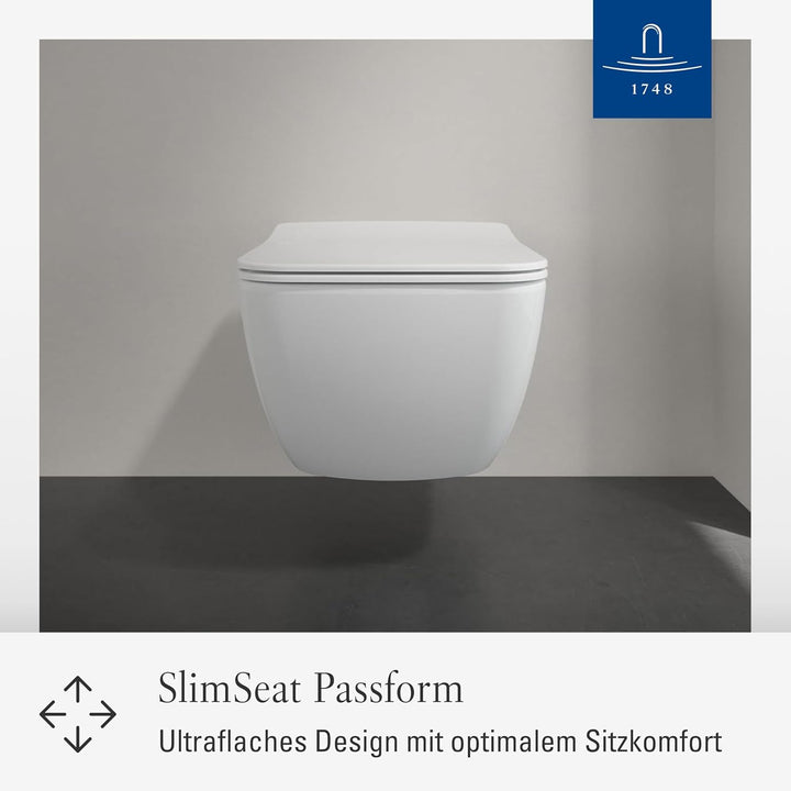 Villeroy & Boch Venticello WC-Sitz SlimSeat, abnehmbarer Toilettensitz mit Absenkautomatik, aus bruc