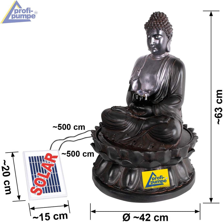 Gartenbrunnen Solarbrunnen Brunnen Buddha-Eternity Vogelbad Wasserfall, Gartendeko mit Pumpe, Wasser