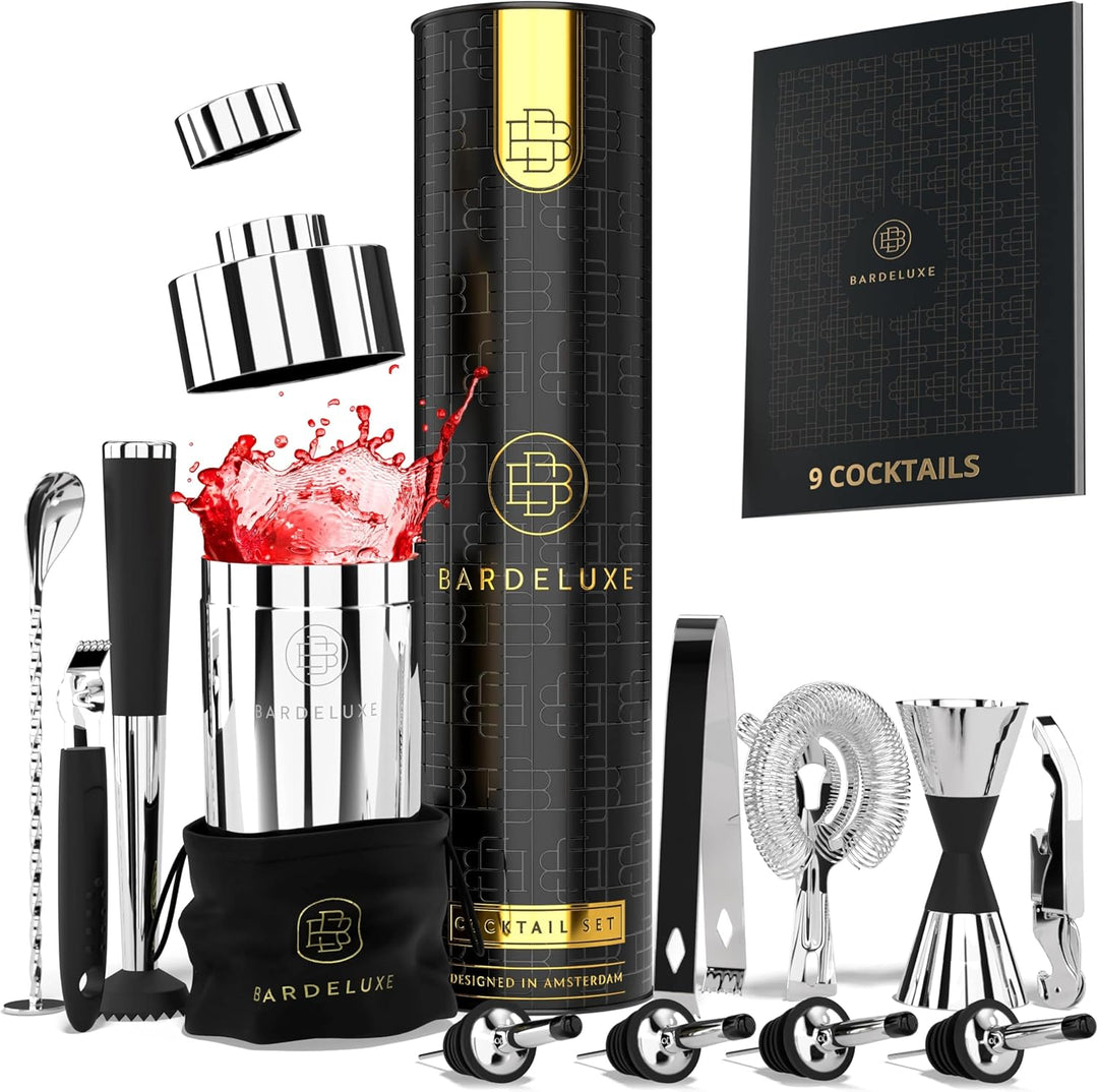 BarDeluxe® Cocktail Set 12-teilig, Barkeeper Set, Cocktail Mixer Set | 750ml Cocktailshaker Edelstah