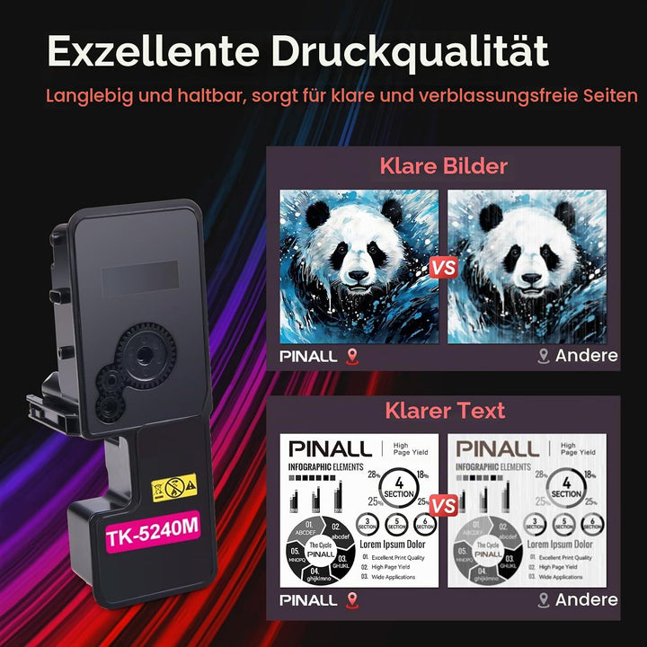 PINALL TK-5240 Toner Kompatibel für Kyocera Ecosys M5526cdw M5526cdn für Kyocera TK-5240K TK5240 TK5