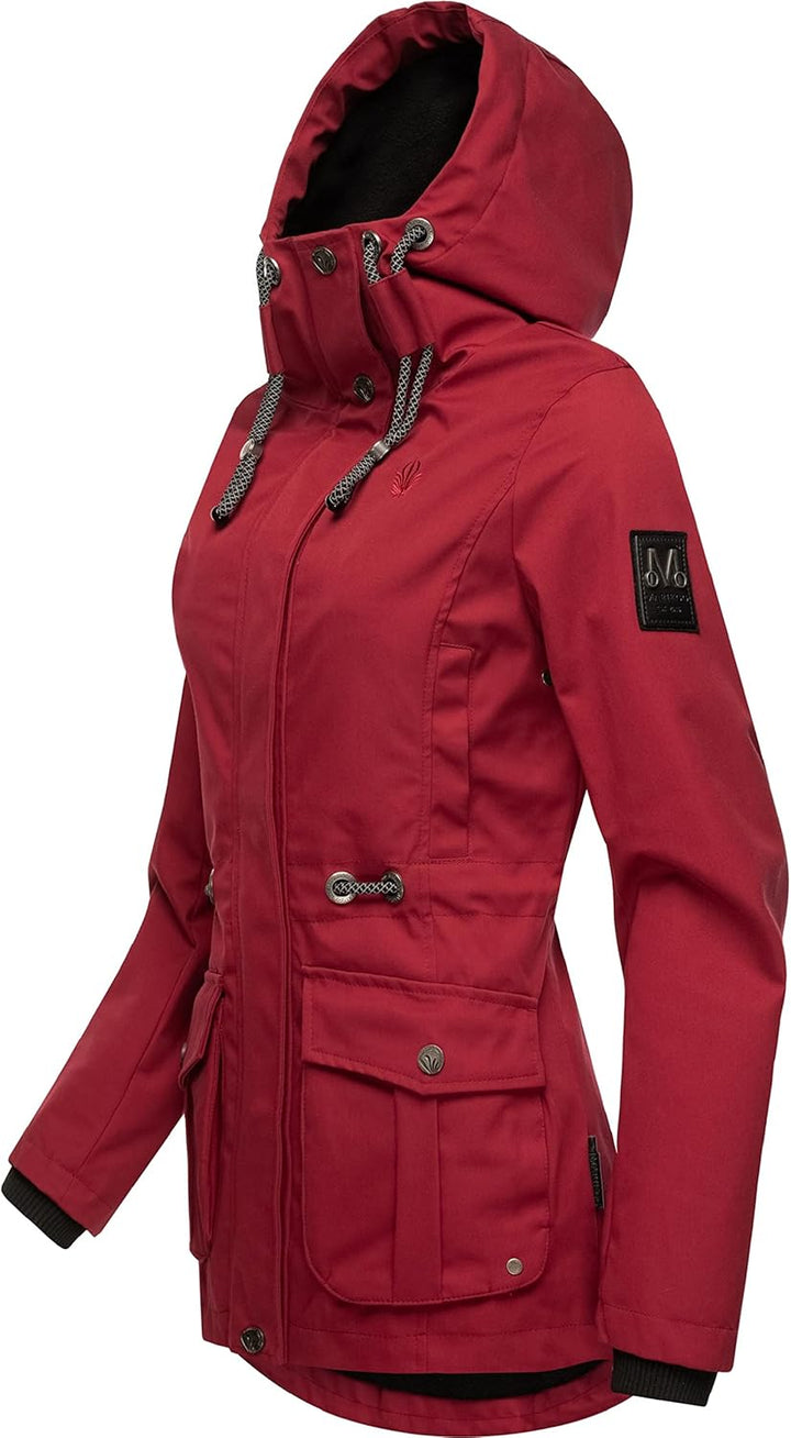 MARIKOO Damen Leichter Übergangsparka mit Kapuze Babetaa Prc XS Blood Red, XS Blood Red
