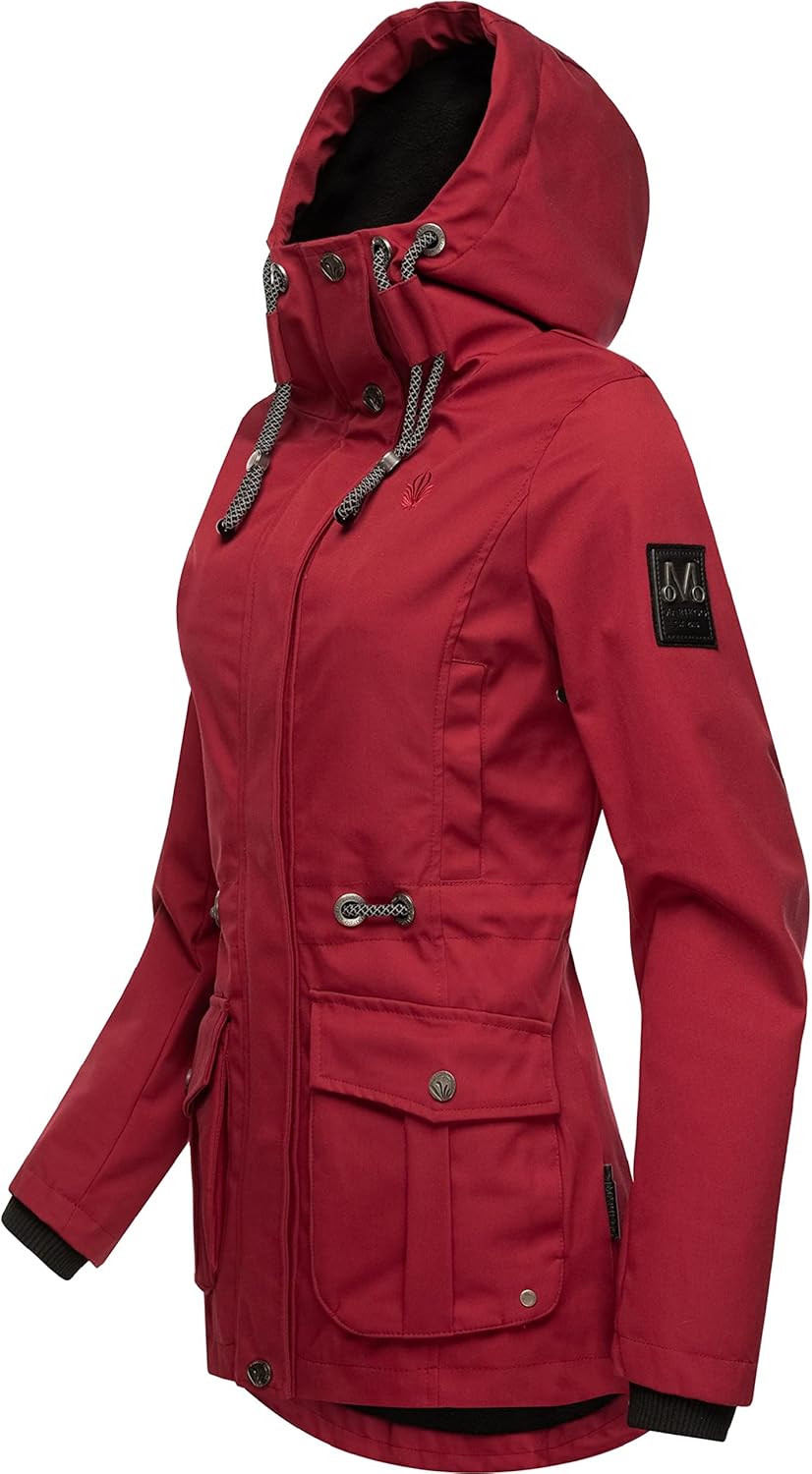 MARIKOO Damen leichter Übergangsparka mit Kapuze Babetaa Prc XS-XXL S Blood Red, S Blood Red