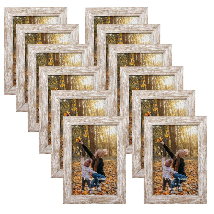 EXYGLO 12er Set Bilderrahmen 10x15 cm, Natur Fotorahmen Collage für 15x10 cm Fotos und Bilder, Kunst