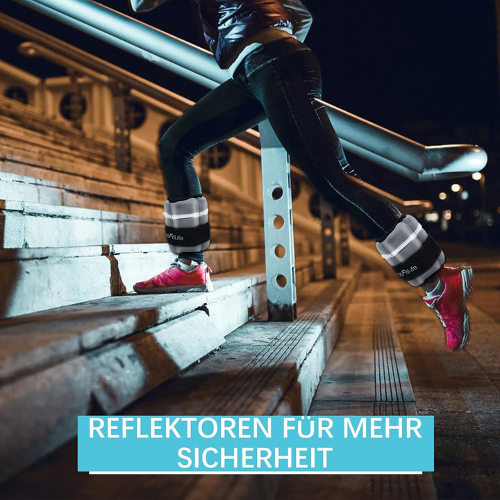 DH FitLife 2er-Set Fussgelenk Gewichtsmanschetten mit verstellbaren Gewichten für Beine | 2 Variatio