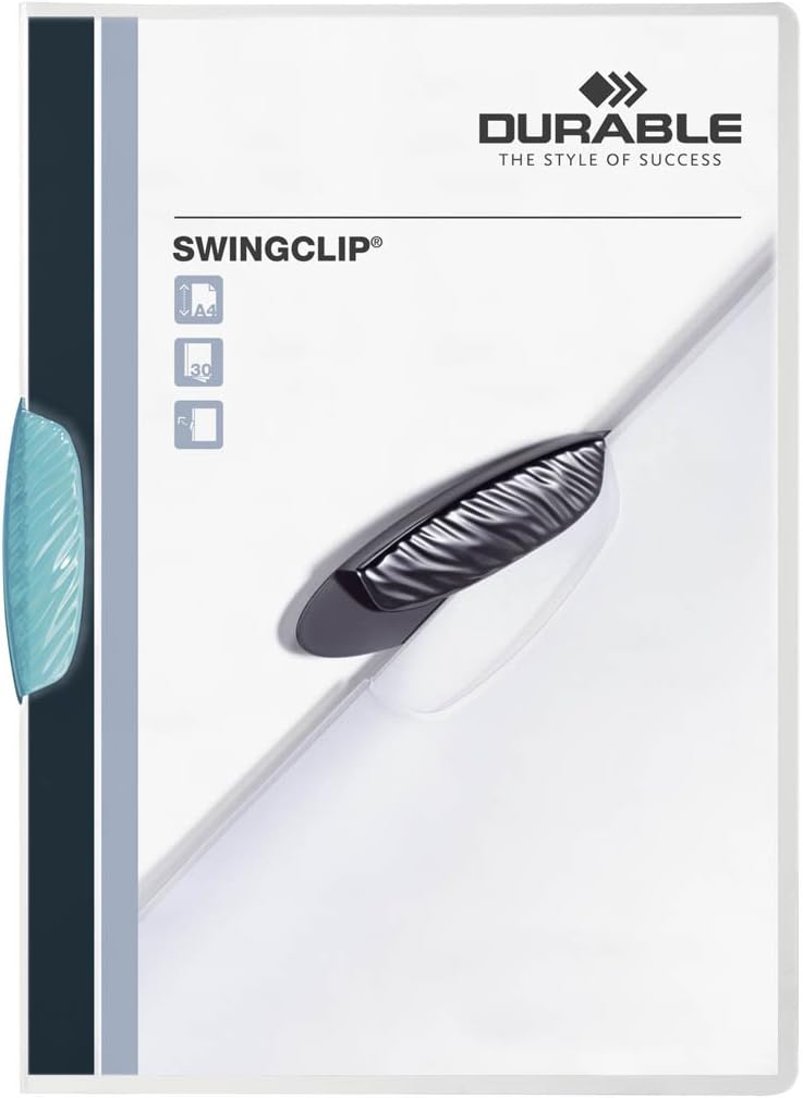 Durable Klemm-Mappe Swingclip aus PP, bis zu 30 Blatt A4, mittelblau, 25er Packung, 226014, mittelbl