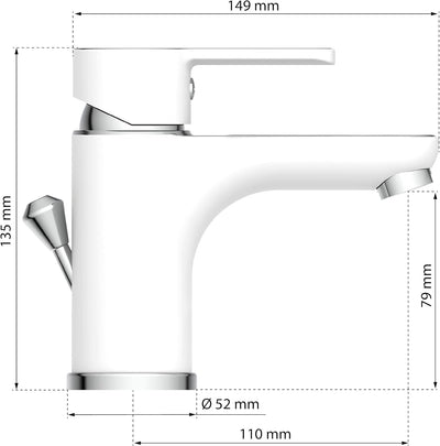 EISL Waschtischarmatur DIZIANI, Wasserhahn Bad in Weiss/Chrom, Einhebelmischer mit Ablaufgarnitur, M