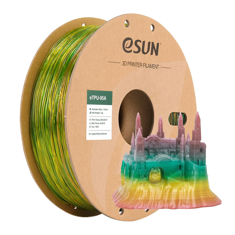 eSUN Flexibles TPU Regenbogen Filament 1.75mm, 3D Drucker Filament TPU-95A, Massgenauigkeit +/- 0.05