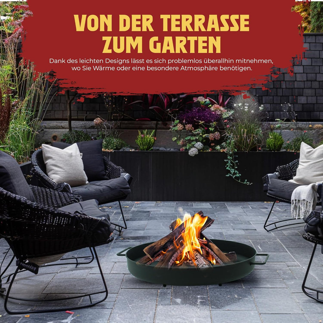 Feuerschale Ø 57 cm,Feuerkorb, Feuertonne, Feuerstelle für den Garten, Terrasse und Balkon,Schwarz 3