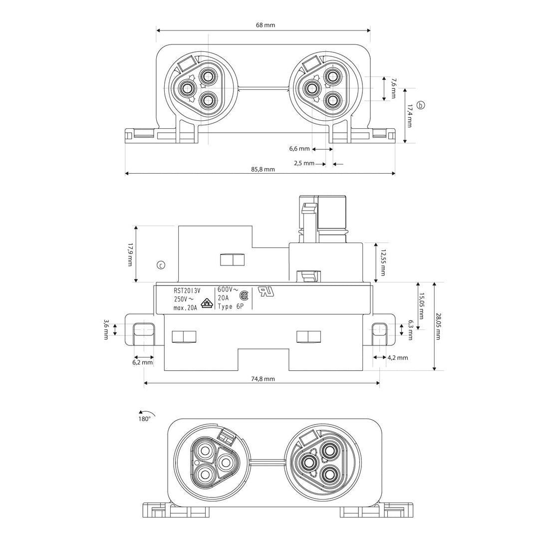 wieland 3-fach Verteiler RST20I3V 3P1 F V schwarz Zubehör PV-Anlagen