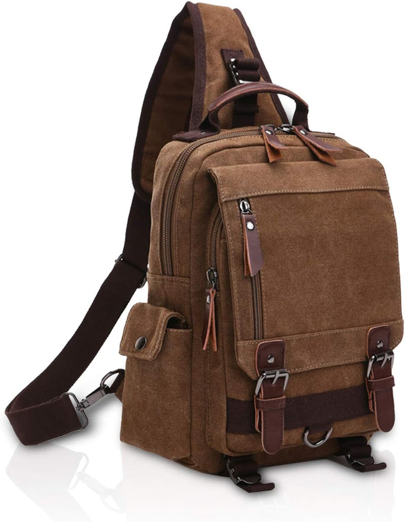 FANDARE Herren Rucksack aus atmungsaktivem Segeltuch Braun A, Braun A