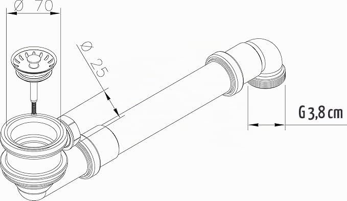 VIOKS Waschbecken Ablaufgarnitur mit Siebkorbventil 70mm mit Raumschaffer