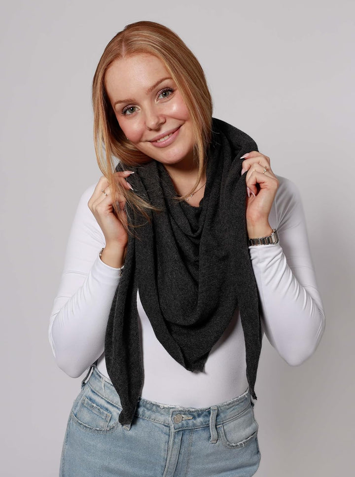 Zwillingsherz Dreieckstuch mit Kaschmir - Hochwertiger Schal im Uni Design für Damen Jungen und Mädc