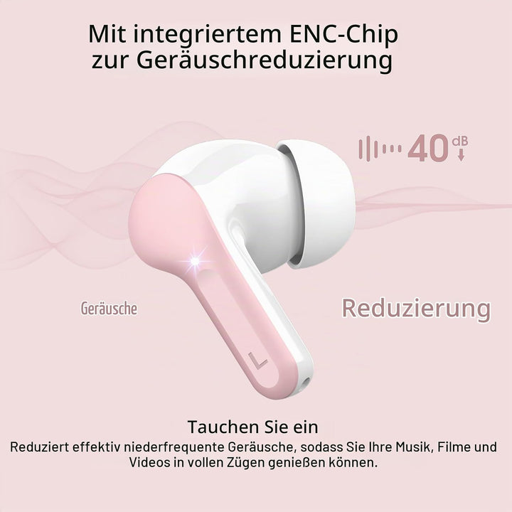 Bluetooth Kopfhörer, Kopfhörer Kabellos Bluetooth 5.4 In Ear, 4 ENC Noise Cancelling Mic Ohrhörer, H