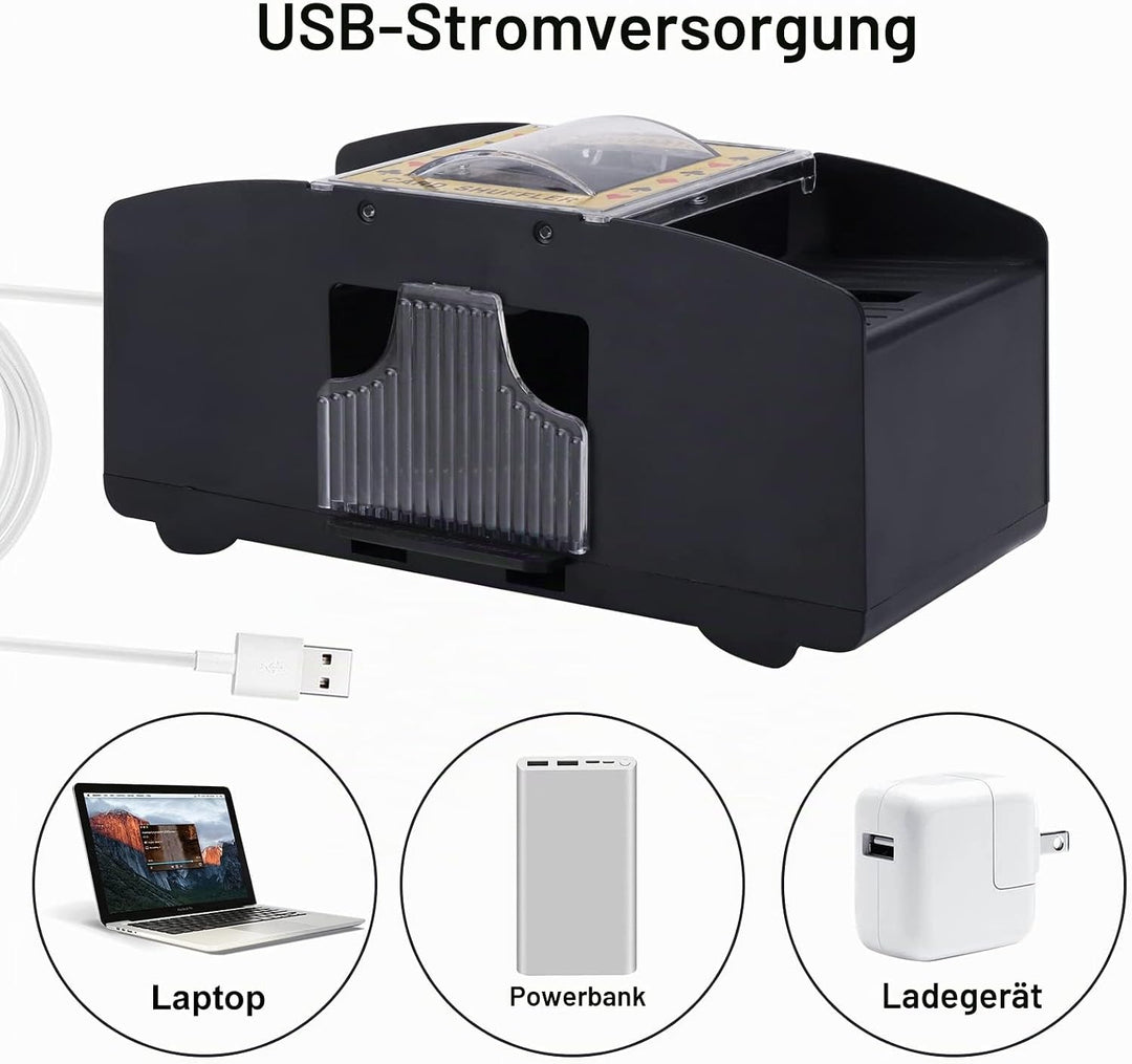 Ni-SHEN automatischer Kartenmischer für 2 Decks, USB-/batteriebetrieben, elektrischer Kartenmischer