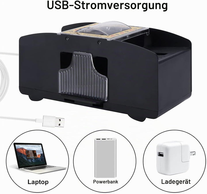 Ni-SHEN automatischer Kartenmischer für 2 Decks, USB-/batteriebetrieben, elektrischer Kartenmischer