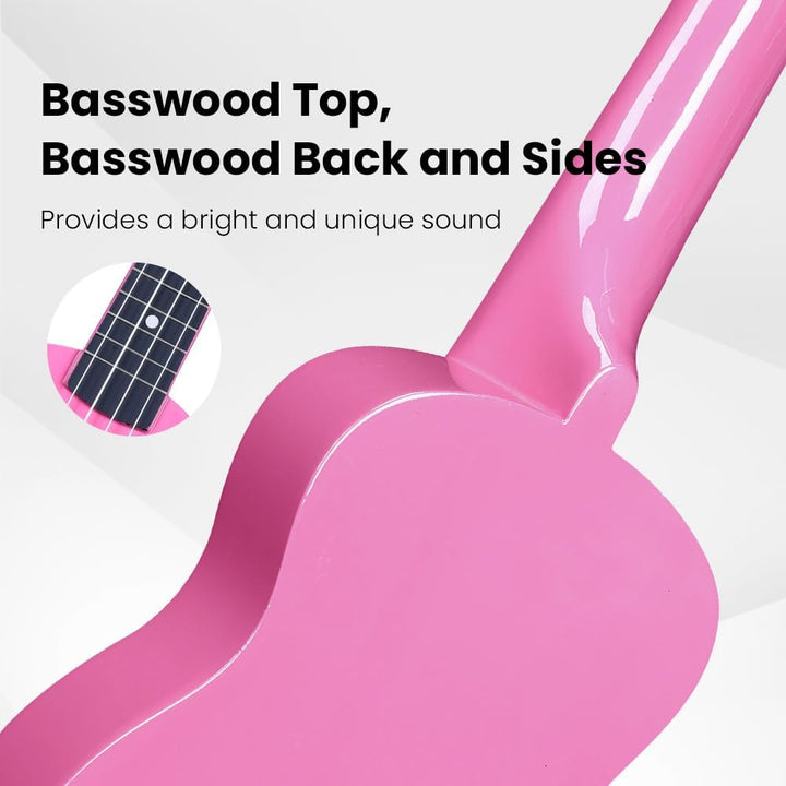 Winzz Sopran Ukulele Starter Kit für Anfänger mit Tasche, Clip-On Tuner, Zusätzlichen Saiten, Gurt,